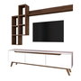 Hanah Home M16 - 804 Mueble de TV Blanco y Nogal con Estantes